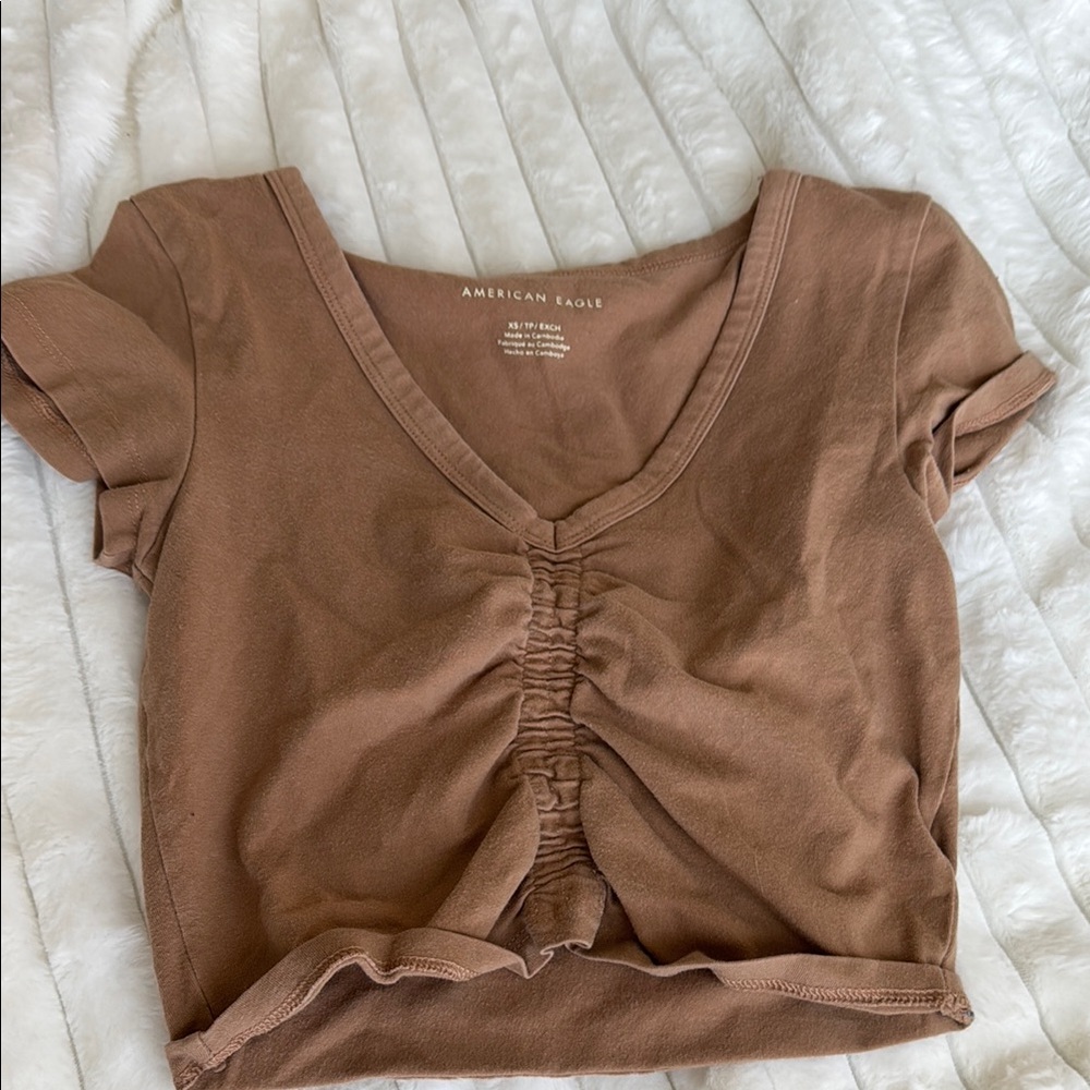 American Eagle Outfitters Brown Crop Top